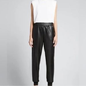 Alice & Olivia Faux Leather Front Joggers